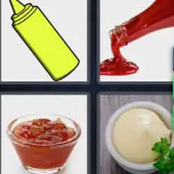 4 pics 1 word 9 letters tomato sauce, ketchup