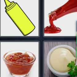 4 pics 1 word 9 letters tomato sauce, ketchup