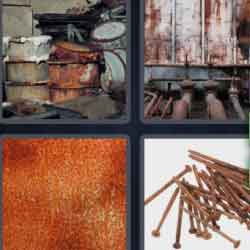 4 pics 1 word 9 letters rusty nails