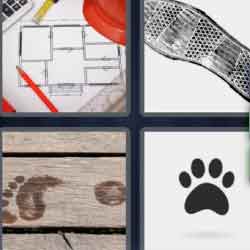 4 pics 1 word 9 letters flat, animal footprint