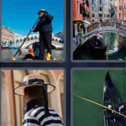 4 pics 1 word 9 letters gondola, Venice, canal