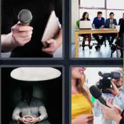 4 pics 1 word 9 letters business meeting, microphone
