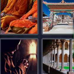 4 pics 1 word 9 letters Buddhist monks, temple