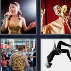 4 pics 1 word 9 letters singing woman