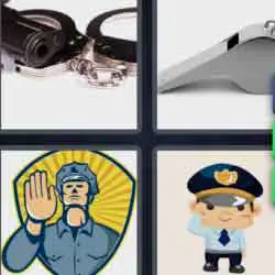 4 pics 1 word 9 letters police handcuffs whistle