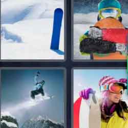 4 pics 1 word 9 letters snow, snowboard