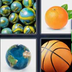 4 pics 1 word 9 letters marbles, orange, world ball, basketball
