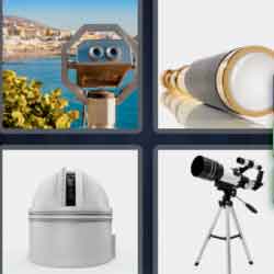 4 pics 1 word 9 letters telescope, telescopic sight