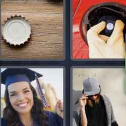 4 Pics 1 Word 3 letters beer badge, college graduate